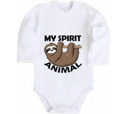 Дитячий бодік My spirit animal sloth Білий фото
