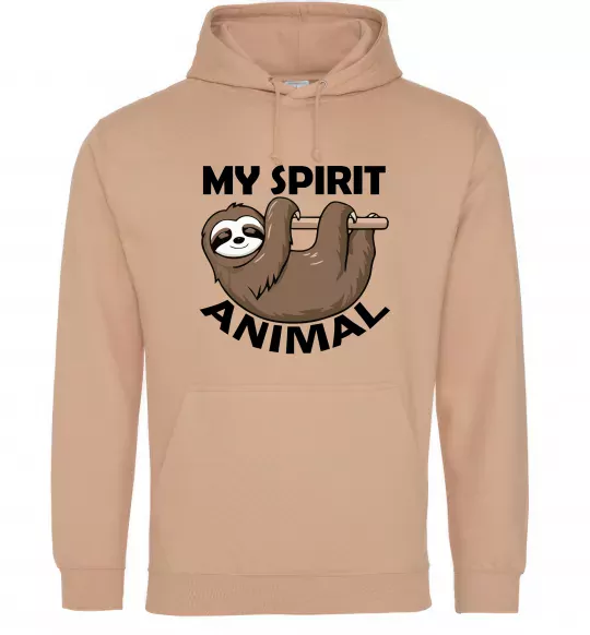 Мужская толстовка (худи) My spirit animal sloth Песочный фото