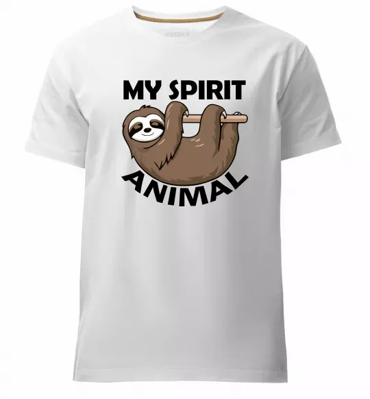 Мужская премиум футболка My spirit animal sloth Белый фото