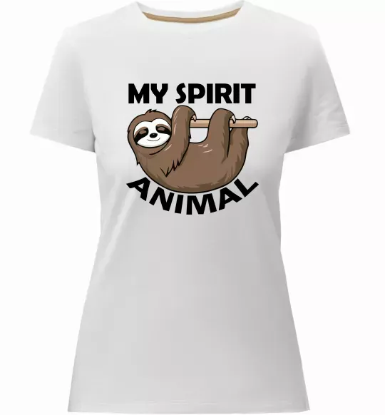 Жіноча преміум футболка My spirit animal sloth Білий фото