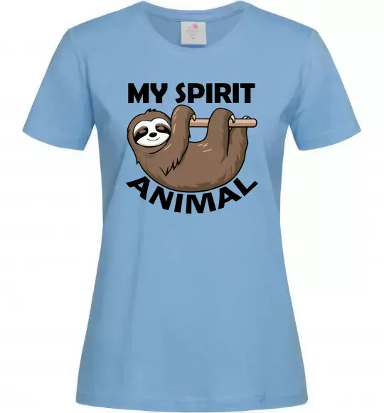 Жіноча футболка My spirit animal sloth Блакитний фото