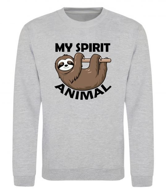 Свитшот My spirit animal sloth Серый меланж фото