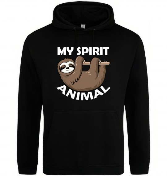 Мужская толстовка (худи) My spirit animal sloth Черный фото