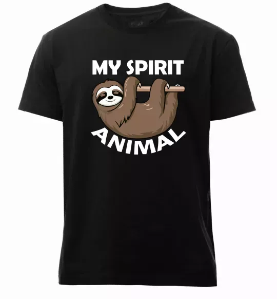 Мужская премиум футболка My spirit animal sloth Черный фото