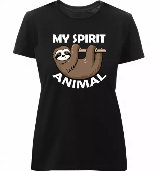 Жіноча преміум футболка My spirit animal sloth Чорний фото