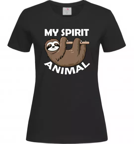 Жіноча футболка My spirit animal sloth Чорний фото