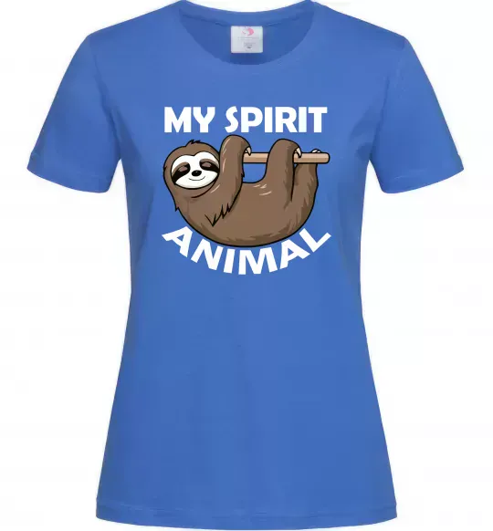 Жіноча футболка My spirit animal sloth Яскраво-синій фото
