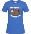 Жіноча футболка My spirit animal sloth Яскраво-синій фото
