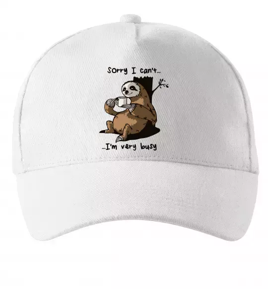 Кепка Sorry I can` I`m very busy Білий фото