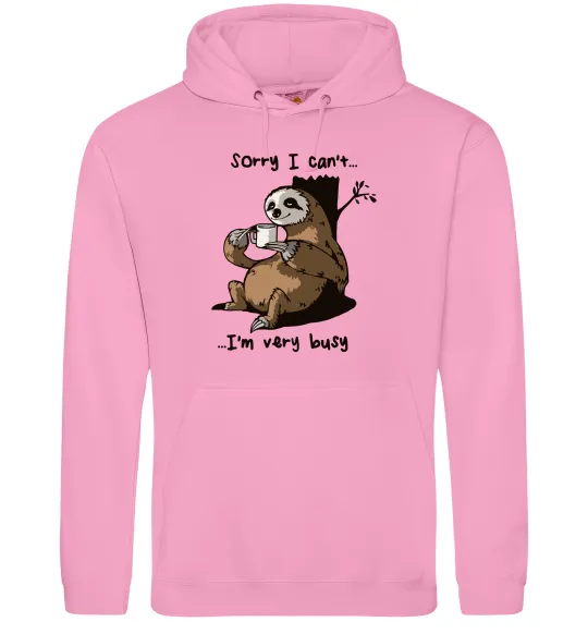 Чоловіча толстовка (худі) Sorry I can` I`m very busy Рожевий фото
