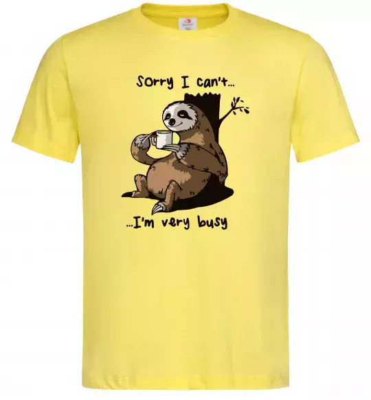 Чоловіча футболка Sorry I can` I`m very busy Лимонний фото