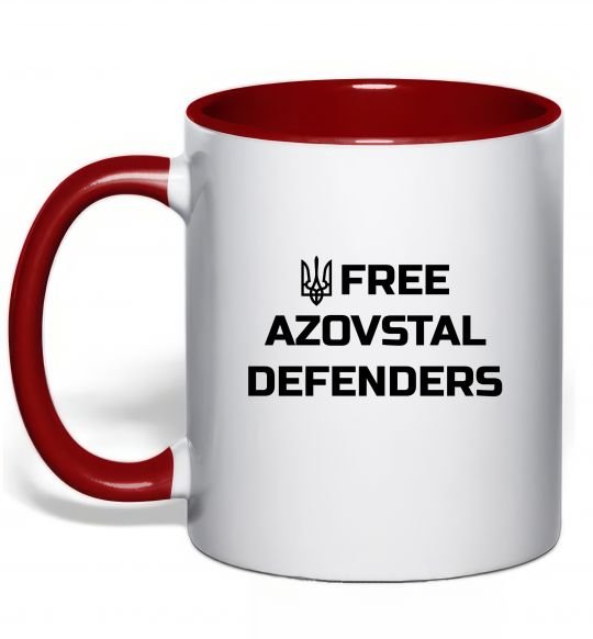 Чашка с цветной ручкой Free Azovstal Defenders Красный фото