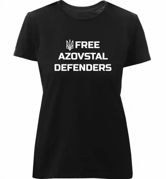 Жіноча преміум футболка Free Azovstal Defenders Чорний фото