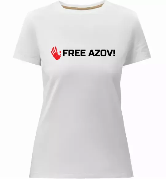 Женская премиум футболка Free Azov Белый фото