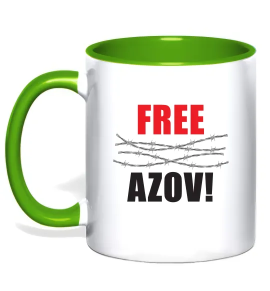 Чашка з кольоровою ручкою Free Azov Лаймовий фото