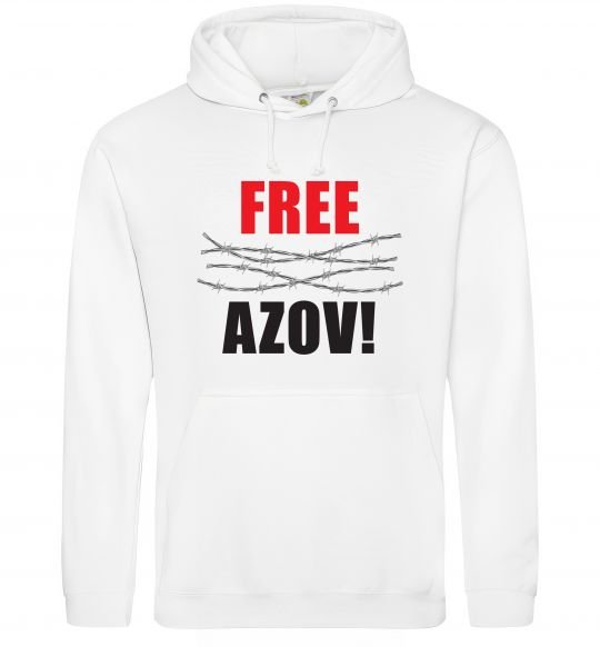 Мужская толстовка (худи) Free Azov Белый фото