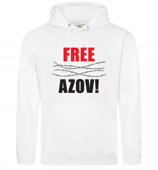 Мужская толстовка (худи) Free Azov Белый фото