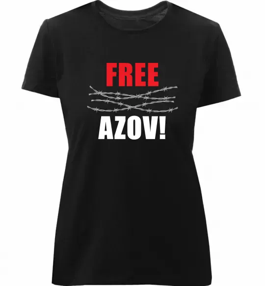 Жіноча преміум футболка Free Azov Чорний фото
