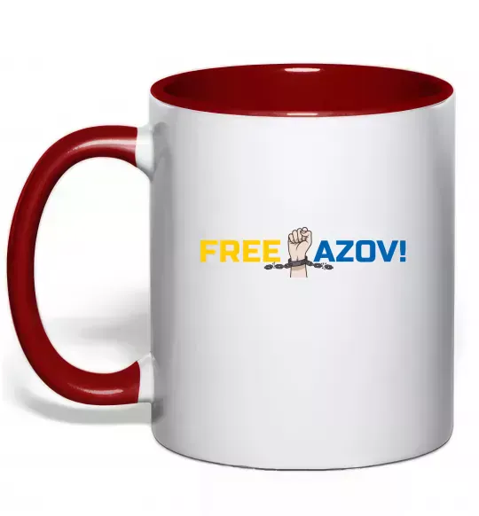 Чашка з кольоровою ручкою Free Azov рука Червоний фото