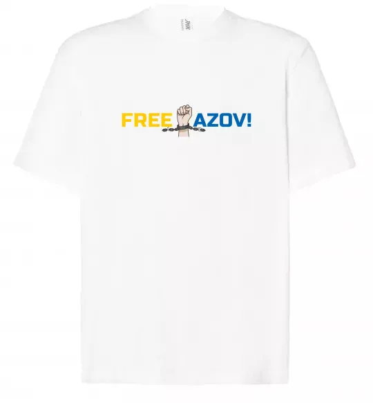 Футболка Оверсайз Free Azov рука Білий фото