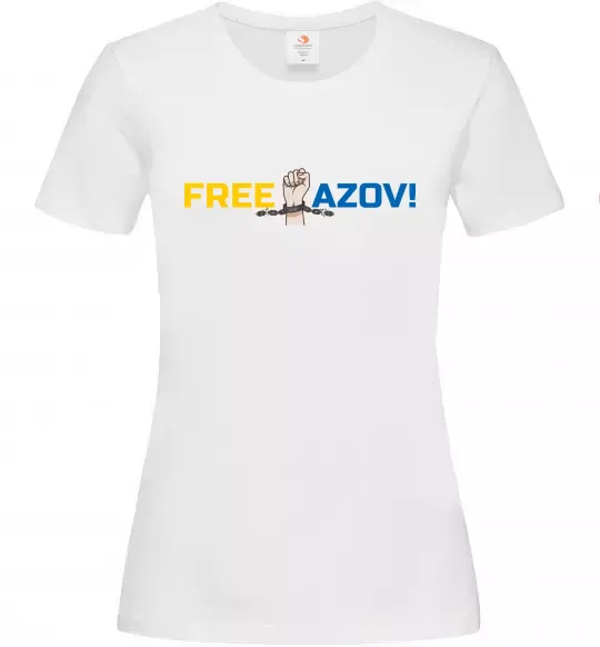 Женская футболка Free Azov рука Белый фото