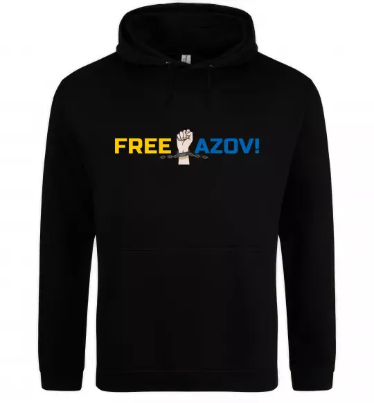 Чоловіча толстовка (худі) Free Azov рука Чорний фото