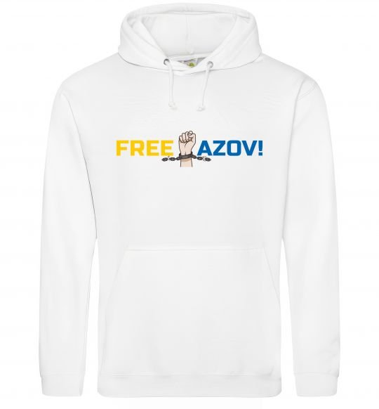 Мужская толстовка (худи) Free Azov рука Белый фото