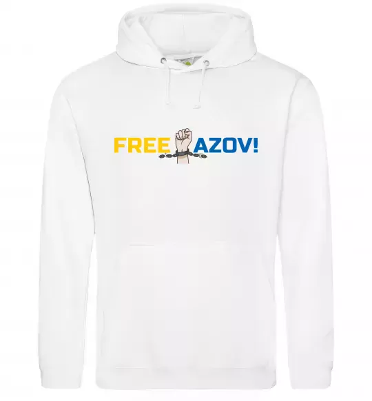Чоловіча толстовка (худі) Free Azov рука Білий фото