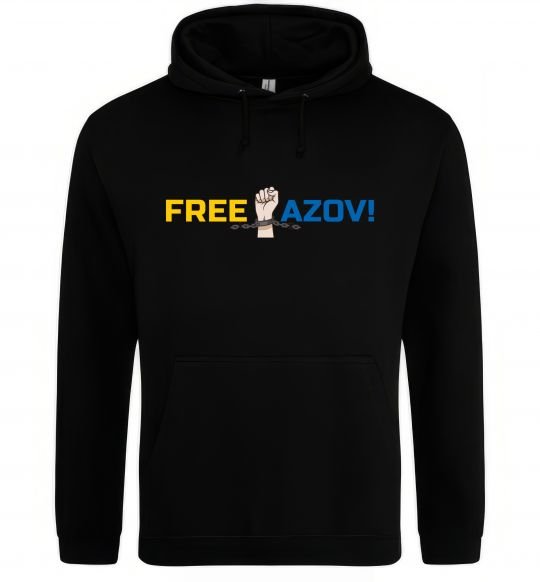 Женская толстовка (худи) Free Azov рука Черный фото