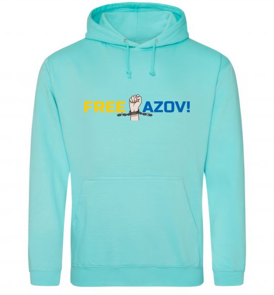 Женская толстовка (худи) Free Azov рука Мятный фото