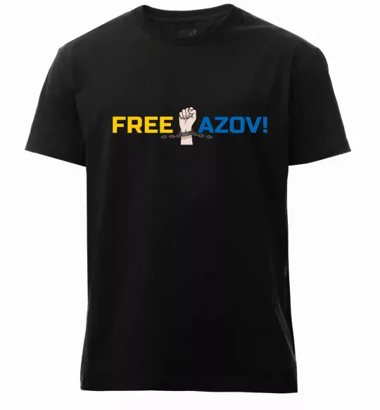Мужская премиум футболка Free Azov рука Черный фото