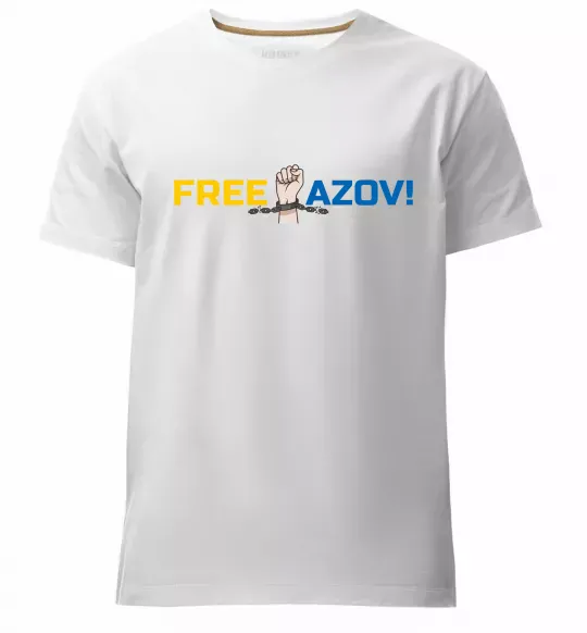 Мужская премиум футболка Free Azov рука Белый фото