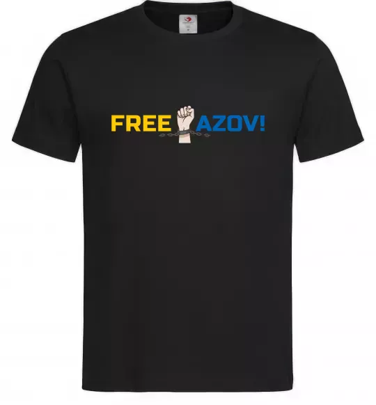 Мужская футболка Free Azov рука Черный фото