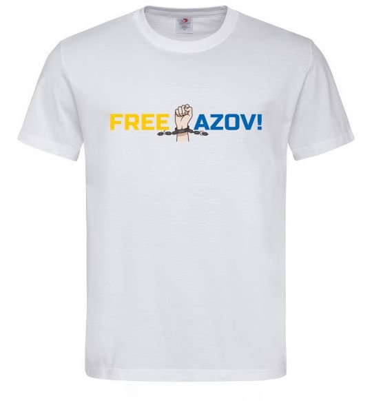 Мужская футболка Free Azov рука Белый фото