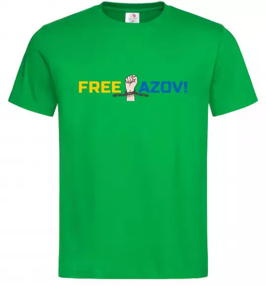 Мужская футболка Free Azov рука Зеленый фото