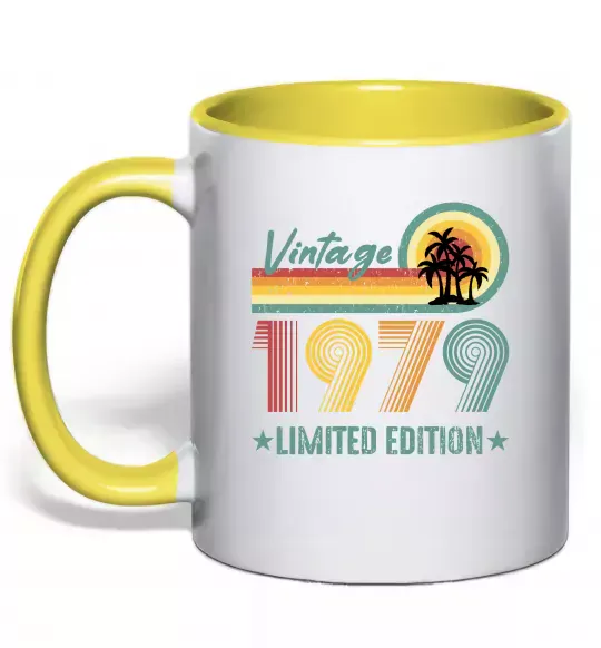 Чашка з кольоровою ручкою Vintage 1979 Сонячно жовтий фото