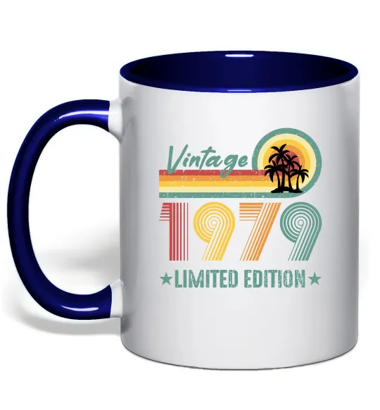 Чашка з кольоровою ручкою Vintage 1979 Глибокий темно-синій фото