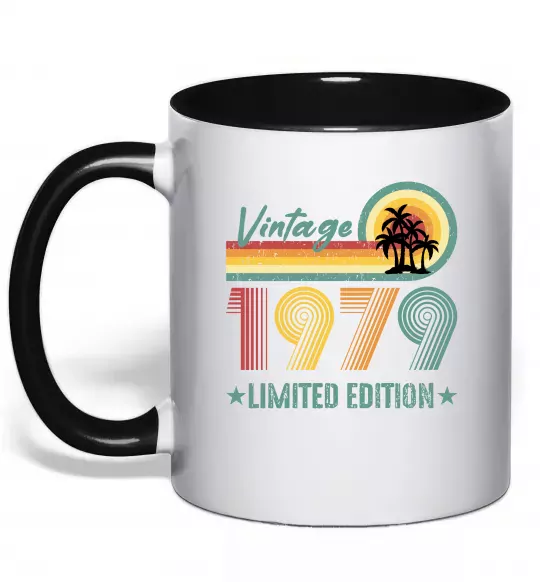 Чашка з кольоровою ручкою Vintage 1979 Чорний фото