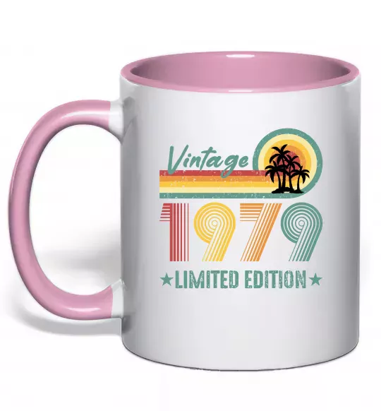 Чашка з кольоровою ручкою Vintage 1979 Ніжно рожевий фото