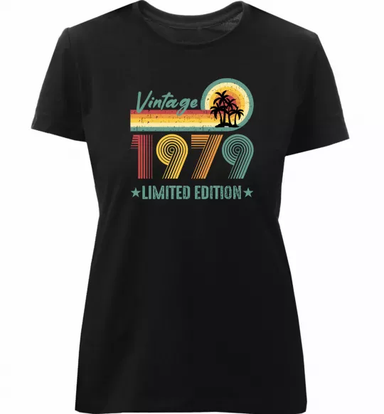 Жіноча преміум футболка Vintage 1979 Чорний фото