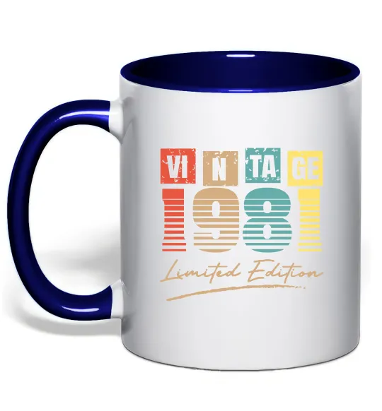 Чашка с цветной ручкой Vintage 1981 Глубокий темно-синий фото