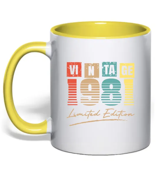 Чашка с цветной ручкой Vintage 1981 Лимонный фото