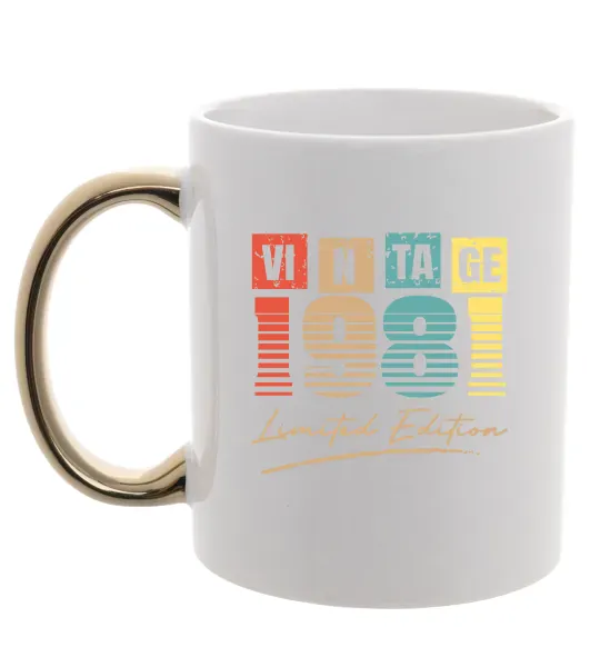 Чашка с цветной ручкой Vintage 1981 Золото фото