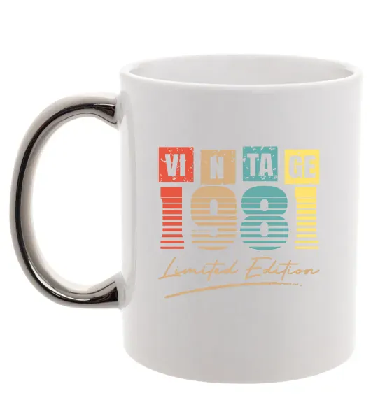 Чашка с цветной ручкой Vintage 1981 Серебро фото