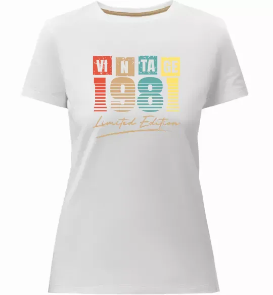 Женская премиум футболка Vintage 1981 Белый фото