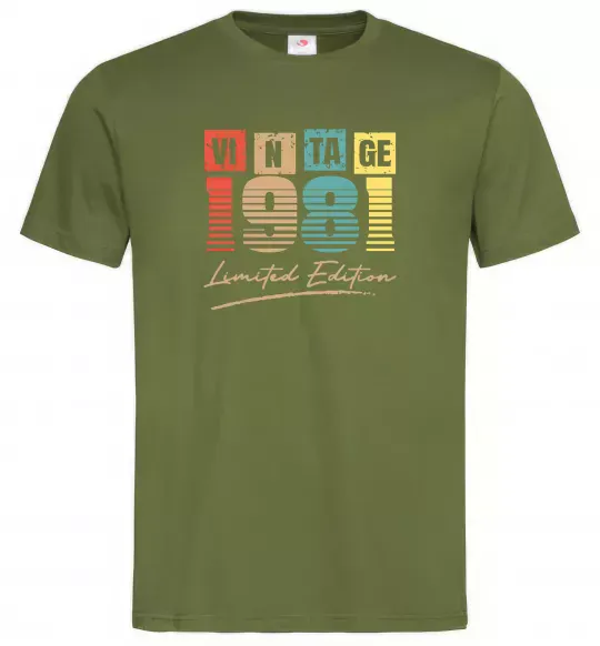 Мужская футболка Vintage 1981 Оливковый фото