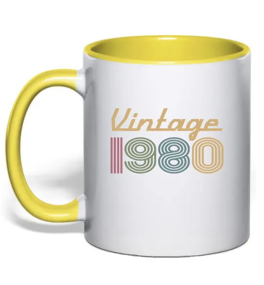 Чашка з кольоровою ручкою Vintage 1980 Лимонний фото