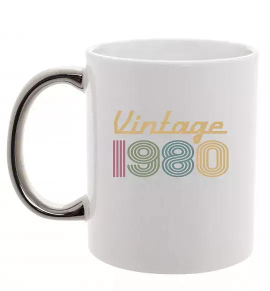 Чашка с цветной ручкой Vintage 1980 Серебро фото