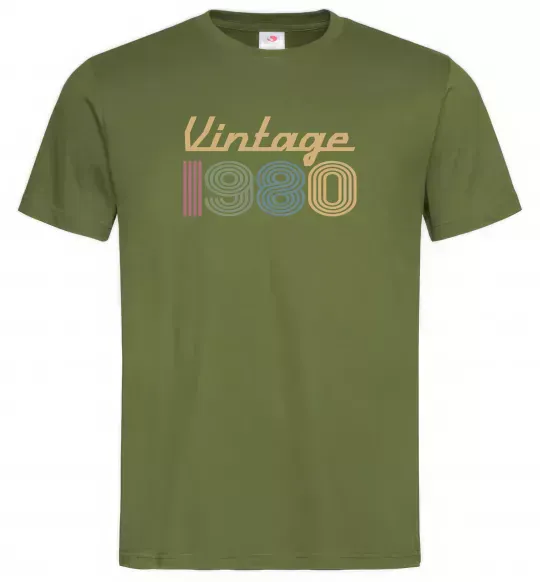 Мужская футболка Vintage 1980 Оливковый фото