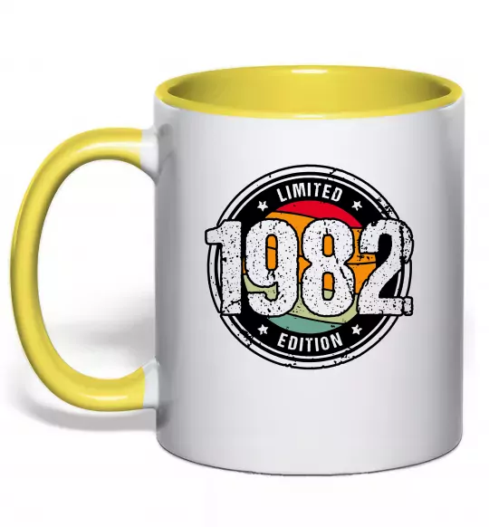 Чашка с цветной ручкой Vintage 1982 Солнечно желтый фото